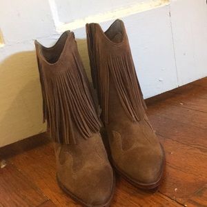 Heeled Sam Edelman Cowboy Boots with Fringe